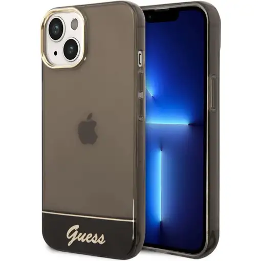 Funda Guess de Silicona Translúcida para Apple iPhone 14 Plus Color Negro con log