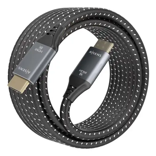 AISENS Cable HDMI V2.1 ultra alta velocidad / HEC 8K@60Hz 48Gbps, A/M-A/M, Gris/Ne