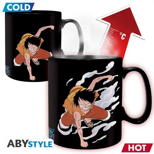 Taza Térmica de Cerámica Abystyle One Piece Modelo Luffy y Ace