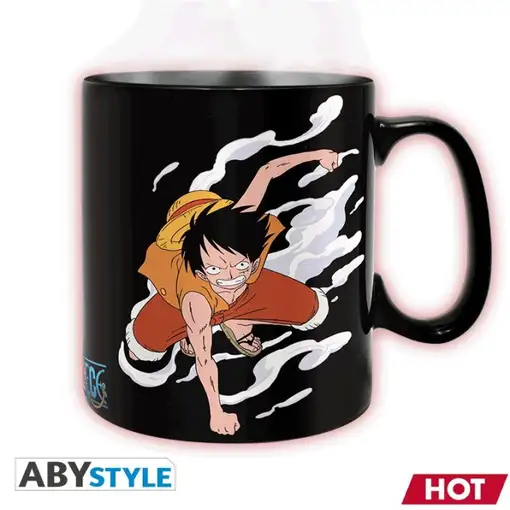 Taza Térmica de Cerámica Abystyle One Piece Modelo Luffy y Ace