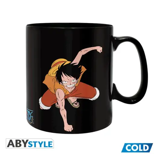 Taza Térmica de Cerámica Abystyle One Piece Modelo Luffy y Ace