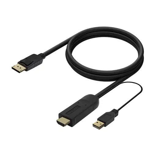 AISENS Cable Conversor Activo HDMI 2.0 + USB Alim. a DISPLAYPORT V1.2, HDMI/M-USB/