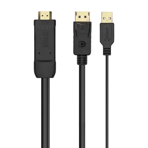 AISENS Cable Conversor Activo HDMI 2.0 + USB Alim. a DISPLAYPORT V1.2, HDMI/M-USB/