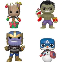 Figura Funko Pop! Marvel Happy Holidays Hulk| Groot | Cap Snowman | Thanos Pack-4