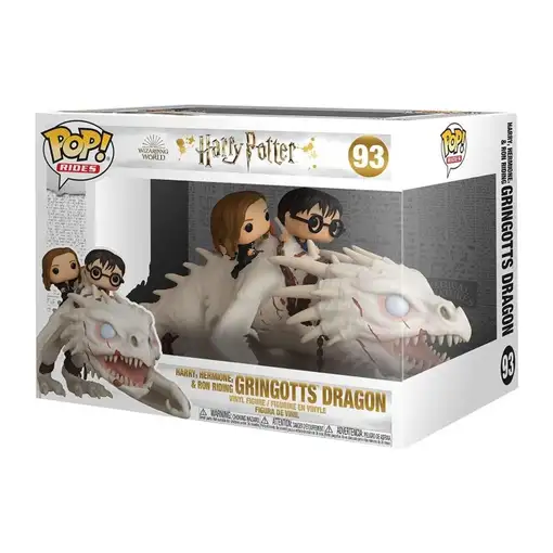 Figura Funko Pop! Rides Harry Potter Harry, Hermione y Ron montando al dragón Gri