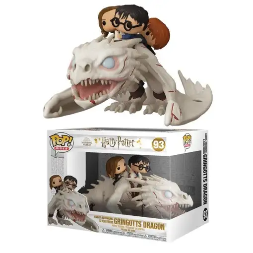 Figura Funko Pop! Rides Harry Potter Harry, Hermione y Ron montando al dragón Gri
