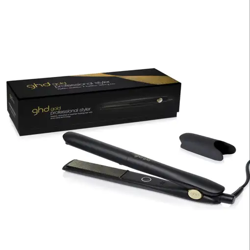 Planchas de pelo profesional, negra, cerámicas, 185 °C, Gold Styler GHD