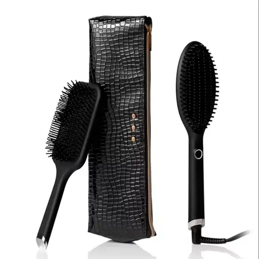 Cepillo de pelo alisador negro, Glide Gift Set Iced Luxe GHD