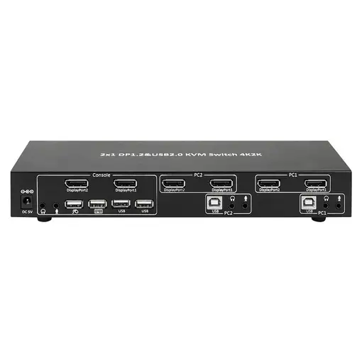 Techly IDATA DP-KVM2 interruptor KVM Negro