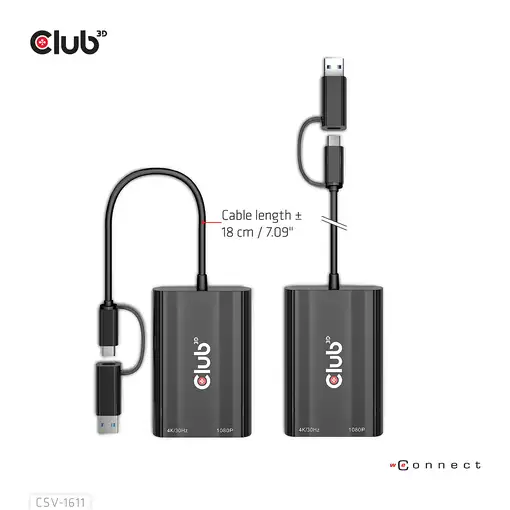 CLUB3D CSV-1611 Adaptador gráfico USB 3840 x 2160 Pixeles Negro