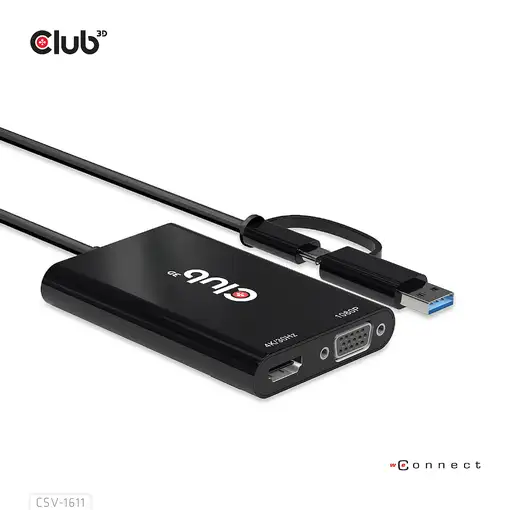 CLUB3D CSV-1611 Adaptador gráfico USB 3840 x 2160 Pixeles Negro