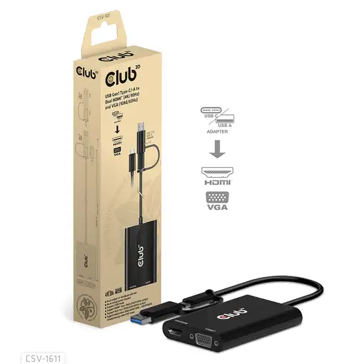 CLUB3D CSV-1611 Adaptador gráfico USB 3840 x 2160 Pixeles Negro