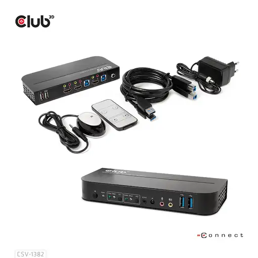 CLUB3D CSV-1382 interruptor KVM Negro