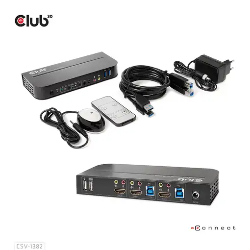 CLUB3D CSV-1382 interruptor KVM Negro
