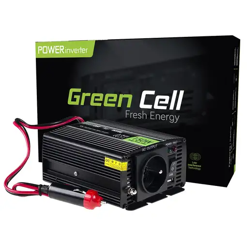 Green Cell INV06 adaptador e inversor de corriente Auto 150 W Negro