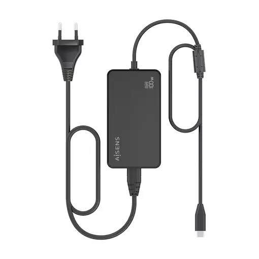 AISENS Cargador De Sobremesa GaN 100W PD3.0 1xUSB-C 1.8m, Negro