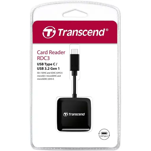 Transcend RDC3 lector de tarjeta USB 3.2 Gen 1 (3.1 Gen 1) Type-C Negro