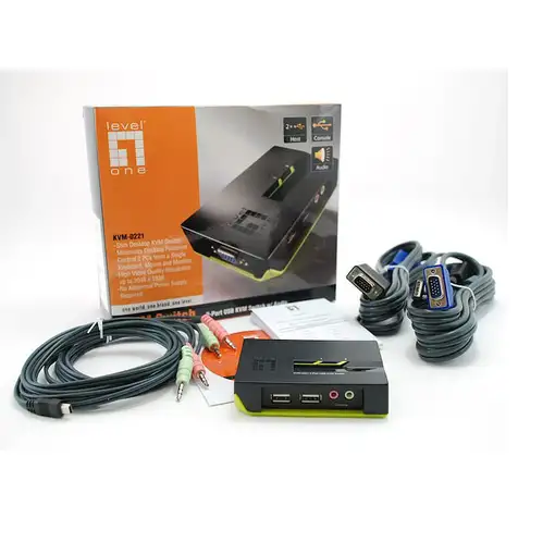 LevelOne Switch KVM de 2 puertos USB con audio