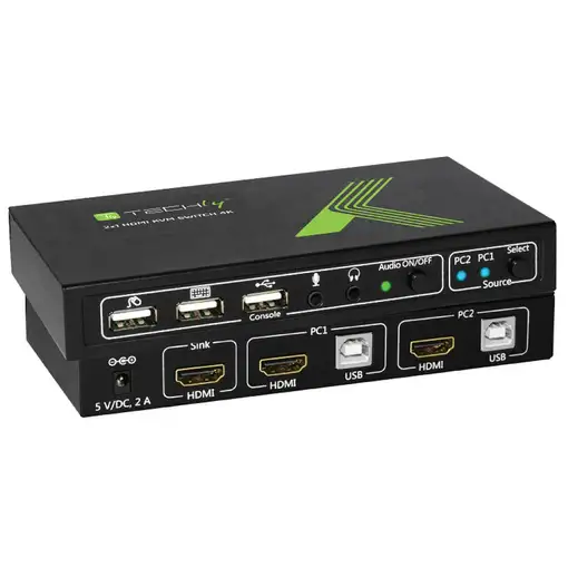 Techly 2x1 USB HDMI KVM Switch 4Kx2K IDATA KVM-HDMI2U interruptor KVM Negro