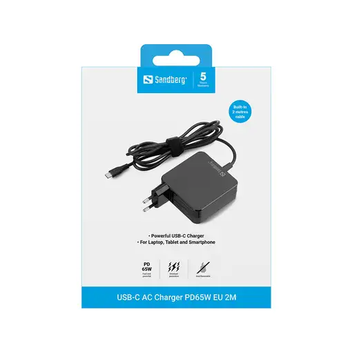 Sandberg USB-C AC Charger PD65W EU 2M