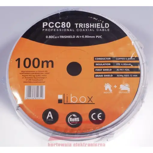Libox Kabel koncentryczny PCC80 100m cable coaxial RG-6/U Blanco