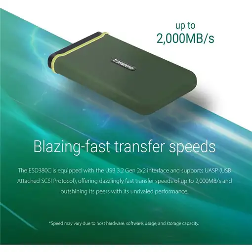 Transcend ESD380C 500 GB USB Tipo C USB 3.2 Gen 2x2 Verde