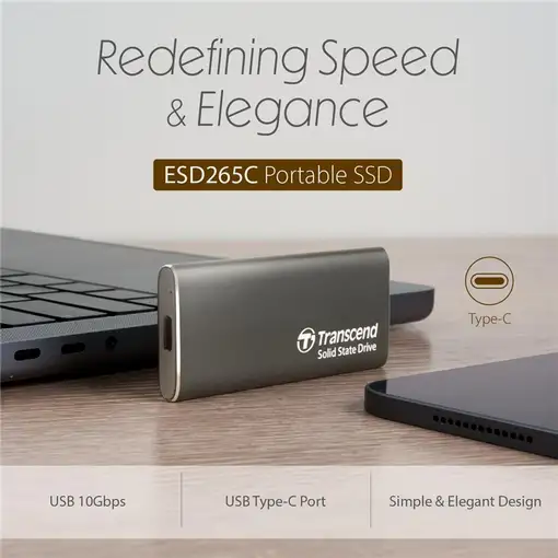 Transcend ESD265C 500 GB USB Tipo C 3.2 Gen 2 (3.1 Gen 2) Gris