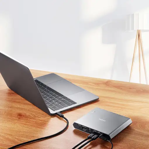 ATEN Conmutador KVM 4K DisplayPort USB-C de 2 puertos con paso de corriente