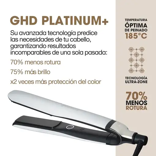 Planchas de pelo blancas, placas de 26 mm, Platinum+ Styler GHD