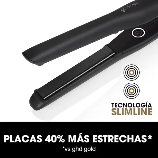 Planchas de pelo negras, placas de 15 mm, Mini GHD