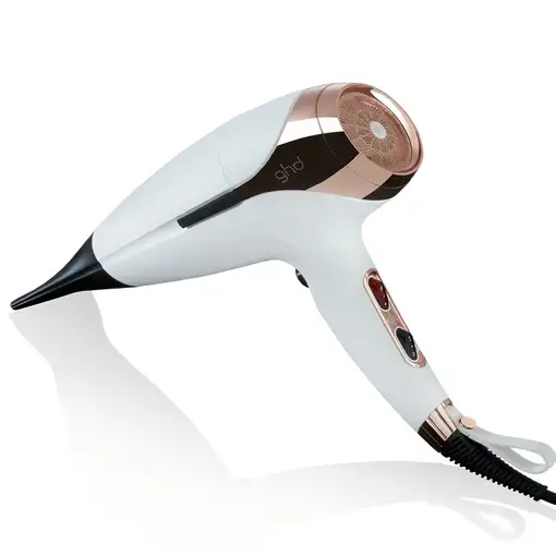 Secador de pelo profesional Blanco, 2200W, 2 niveles de temperatura, Helios GHD