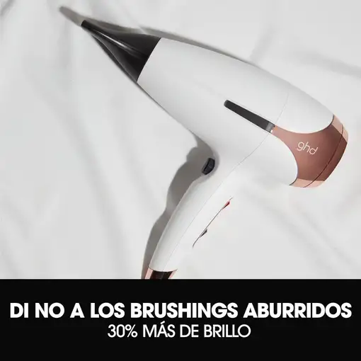 Secador de pelo profesional Blanco, 2200W, 2 niveles de temperatura, Helios GHD