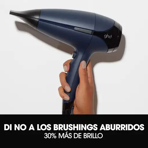 Secador de pelo profesional Azul, 2200W, 2 niveles de temperatura, Helios GHD