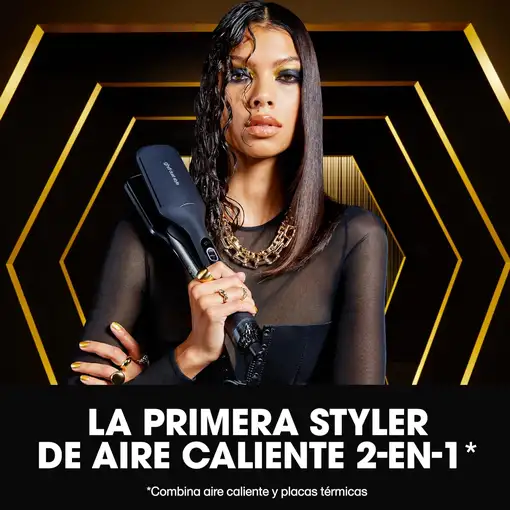 Plancha de pelo y secador de aire caliente 2 en 1 Negra, Duet Style GHD