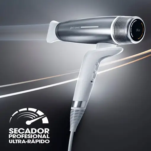 Secador de pelo iónico profesional Blanco Plata, 2100 W, Speed GHD