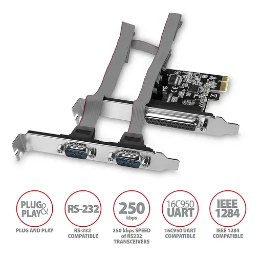 Axagon PCEA-PSN PCIe-Adapter mit 1x Parallel-+ 2x Seriell-Ports
