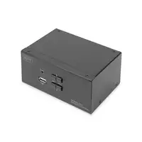 Digitus Conmutador KVM, 2 puertos, pantalla dual, 4K, DisplayPort®