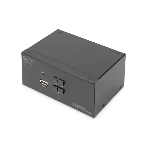 Digitus Conmutador KVM, 2 puertos, pantalla dual, 4K, DisplayPort®