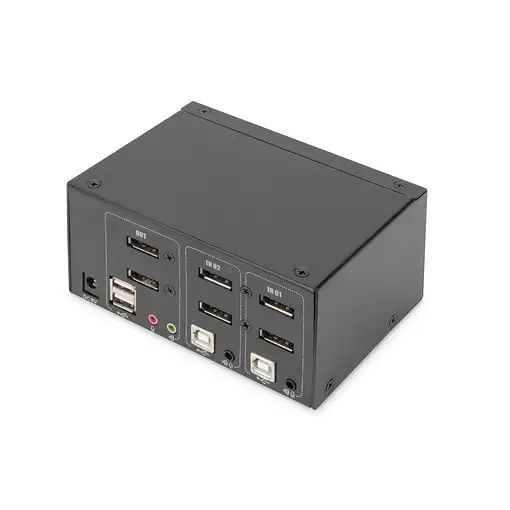 Digitus Conmutador KVM, 2 puertos, pantalla dual, 4K, DisplayPort®