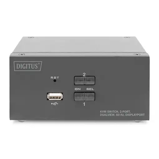 Digitus Conmutador KVM, 2 puertos, pantalla dual, 4K, DisplayPort®
