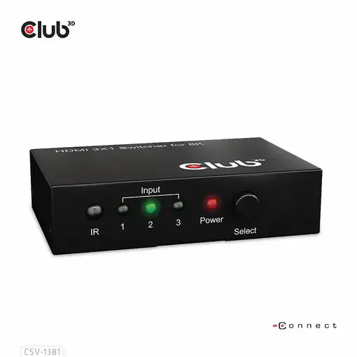 CLUB3D Conmutador 3 a 1 HDMI™ 8K60Hz/4K120Hz