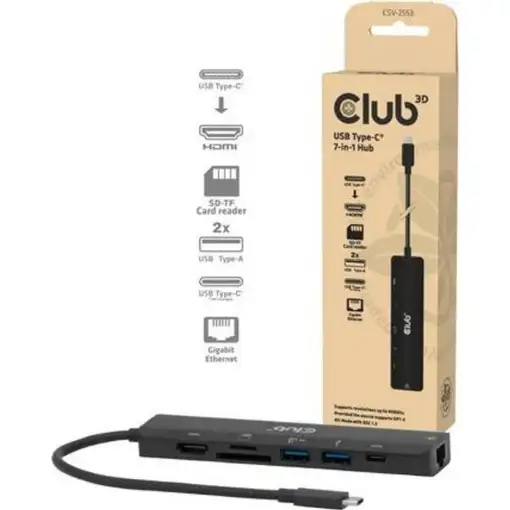 CLUB3D CSV-2553 hub de interfaz USB Tipo C 5000 Mbit/s Negro