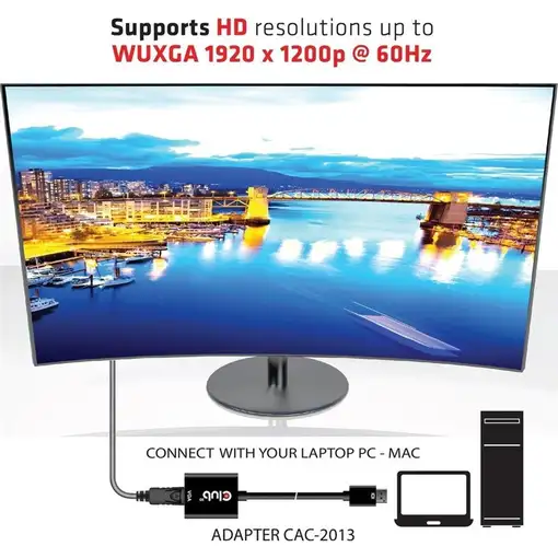 CLUB3D CAC-2013 adaptador de cable de vídeo 0,228 m Displayport VGA Negro