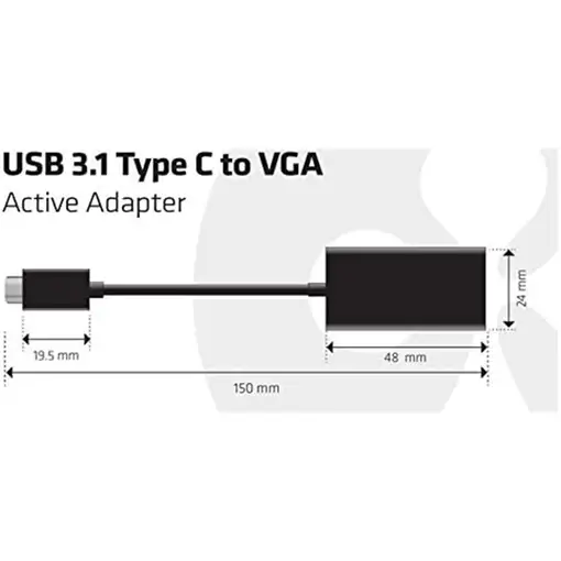 CLUB3D USB 3.1 Type C to VGA Active Adapter