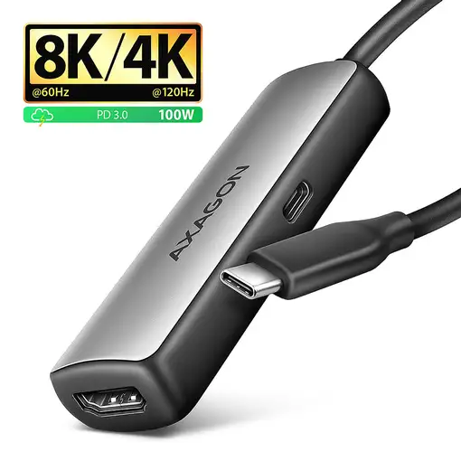 Axagon RVC-HI8KPD, USB-C -> HDMI 2.1 redukce / adaptér, 8K/60Hz, 4K/144Hz, HDR10+, Axagon RVC-HI8KPD, USB-C -> HDMI 2.1 redukce / adaptér, 8K/60Hz, 4K/144Hz, HDR10+,