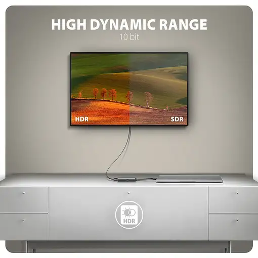 Axagon RVC-HI8KPD, USB-C -> HDMI 2.1 redukce / adaptér, 8K/60Hz, 4K/144Hz, HDR10+,