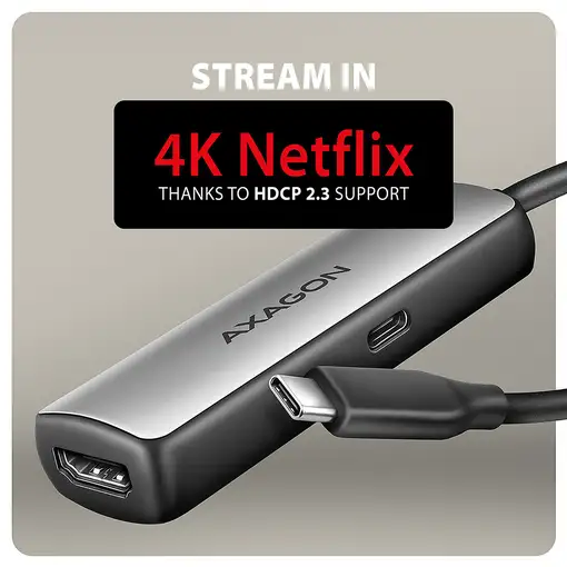 Axagon RVC-HI8KPD, USB-C -> HDMI 2.1 redukce / adaptér, 8K/60Hz, 4K/144Hz, HDR10+,