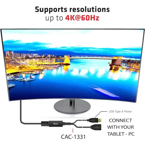 CLUB3D CAC-1331 adaptador de cable de vídeo 0,25 m HDMI DisplayPort Negro
