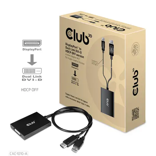 CLUB3D CAC-1010-A adaptador de cable de vídeo 0,6 m DisplayPort DVI-D + USB Negro