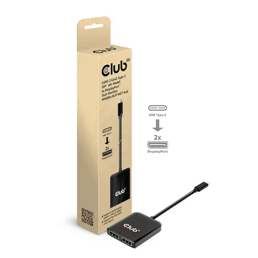 CLUB3D CSV-1555 adaptador de cable de vídeo 1,5 m USB Tipo C 2 x DisplayPort Negro
